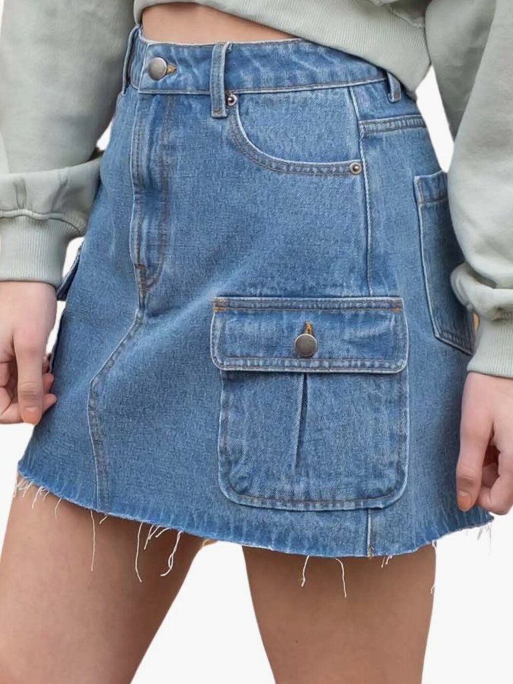 Blu Pepper Cargo Denim Mini Skirt | Size L